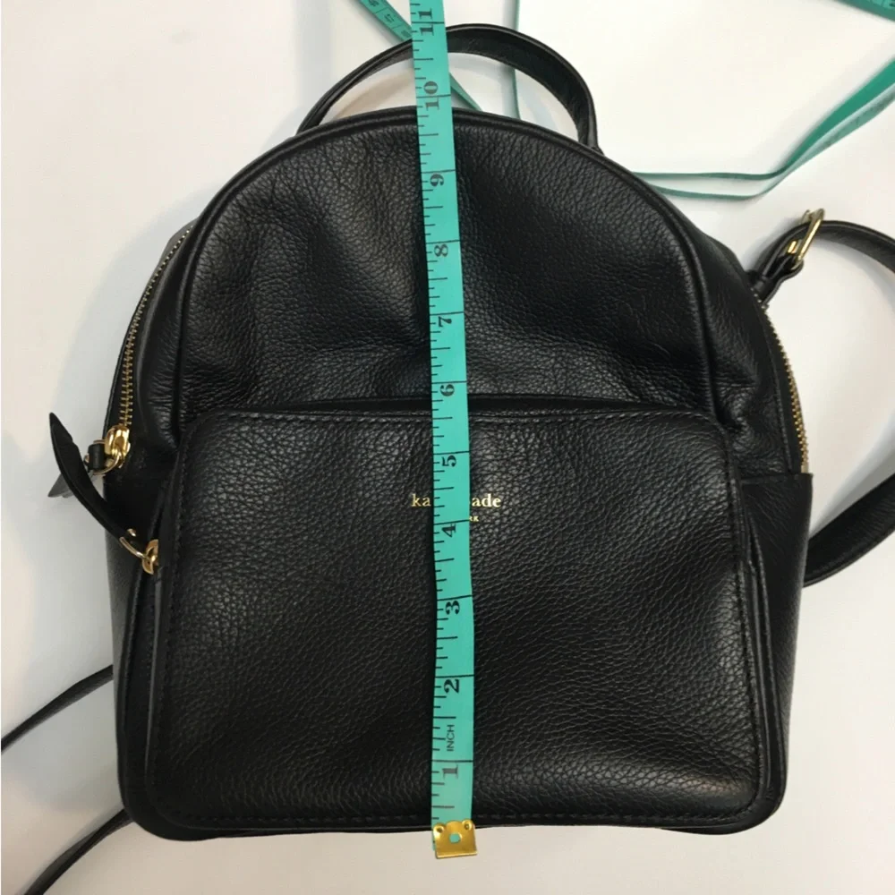 Kate Spade Cow Leather Zipper Backpack Black Gold Classic Preppy - Picture 15 of 15
